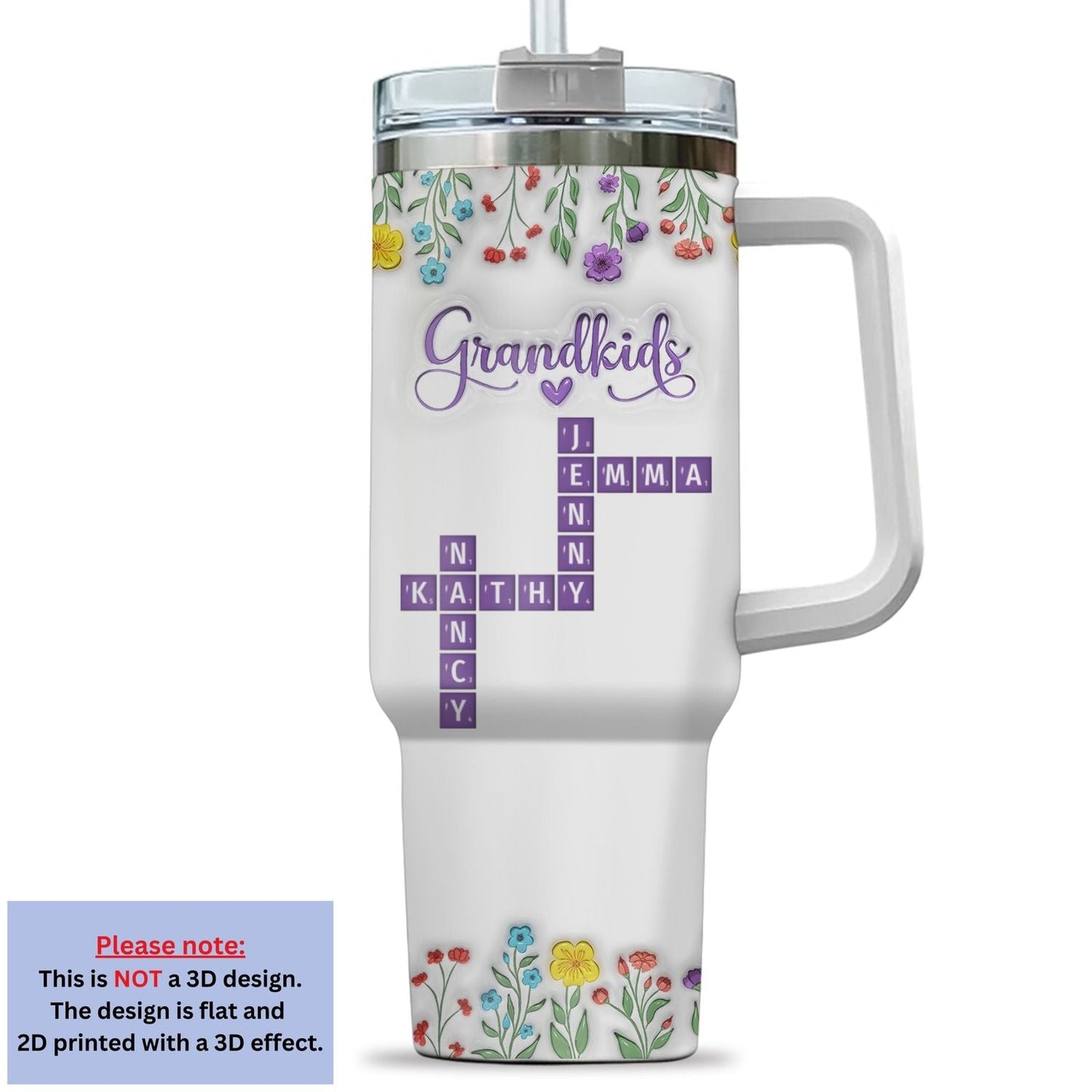 Love My Grandkids Crossword - Personalized Custom 3D Inflated Effect Tumbler
