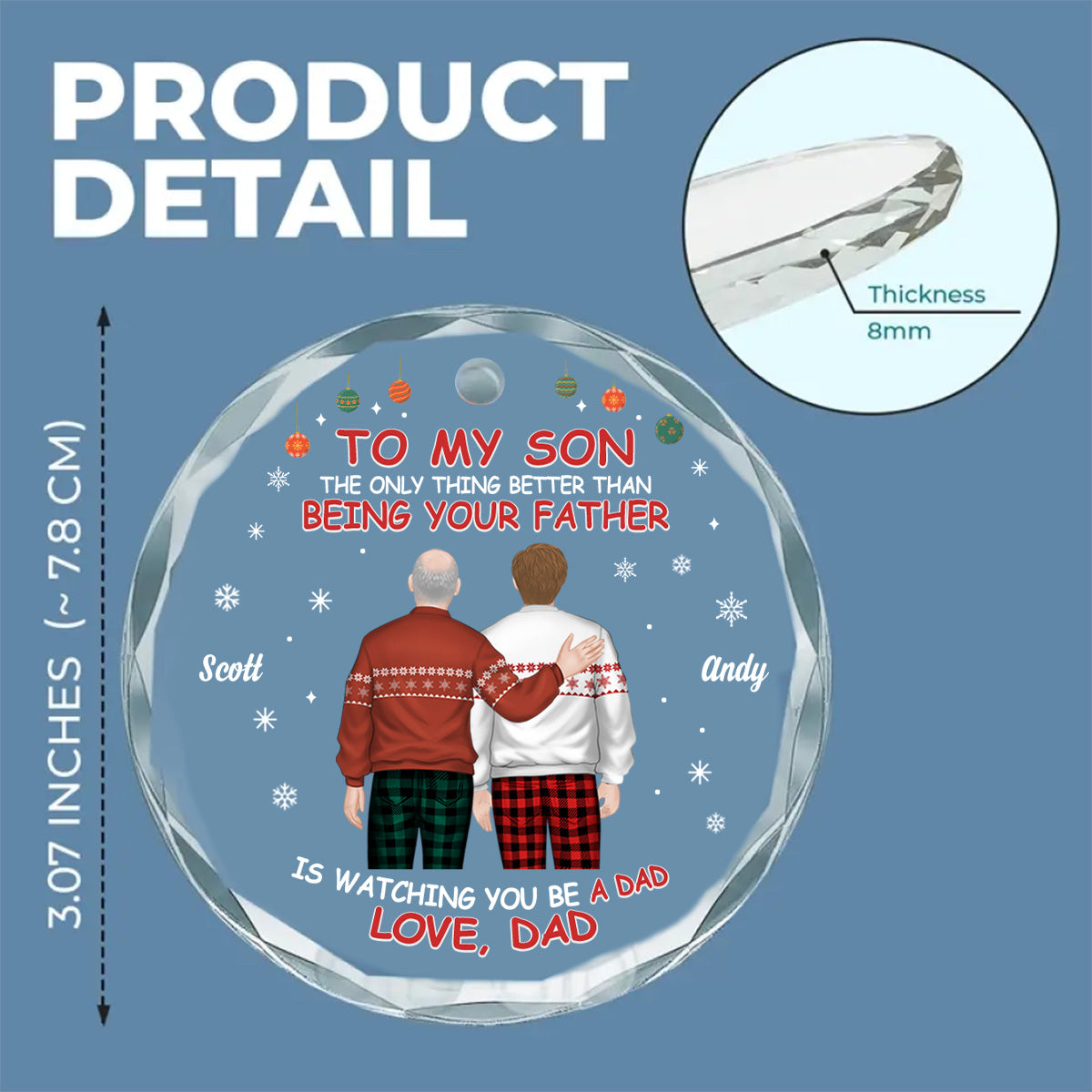 To Our Son We Are Proud Of You - Personalized Custom Glass Ornament