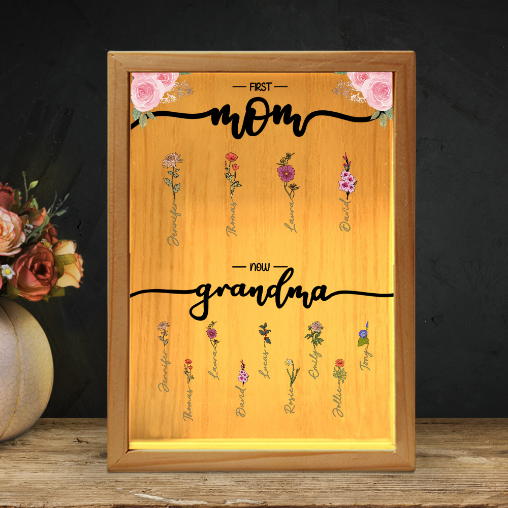 First Mom Now Grandma - Personalized Frame Light Box