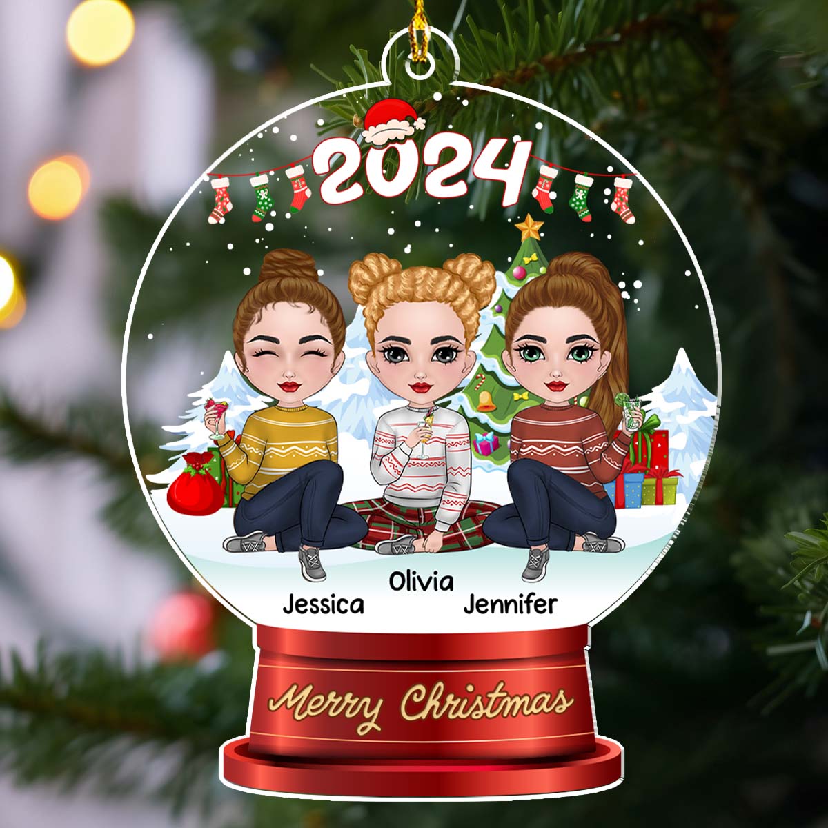 Merry Christmas My Besties - Personalized Custom Acrylic Ornament