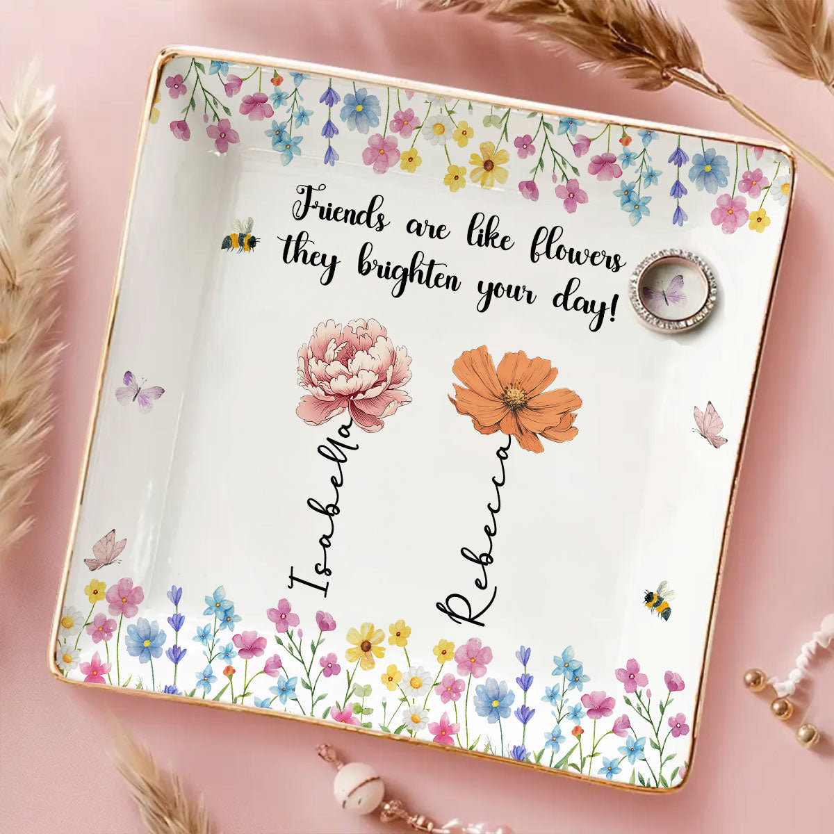 Friendship Grows With Gentle Care - Personalized Custom Jewelry Dish