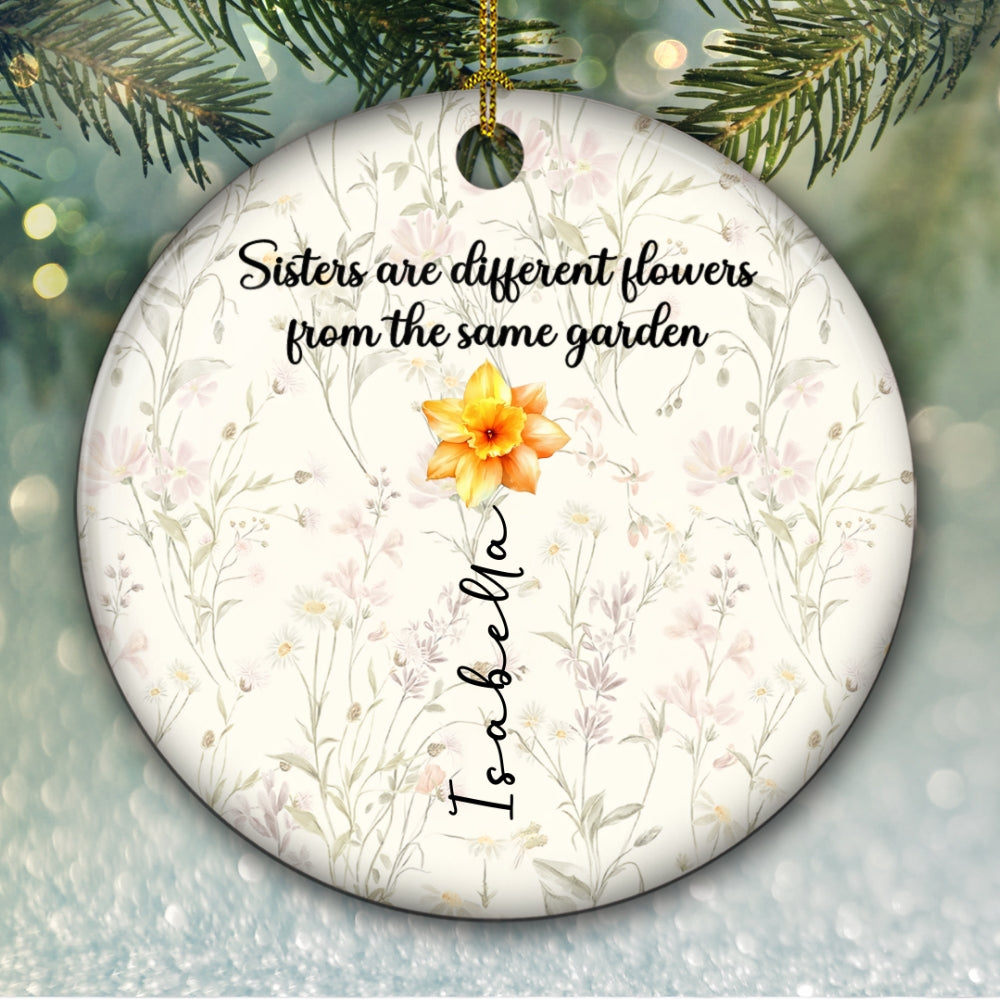Sister Flowers - Personalized Custom Ceramic Ornament