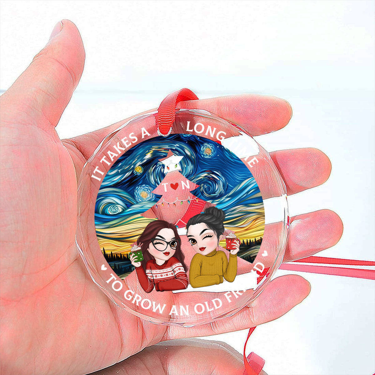 Grow Old Friend - Personalized Custom Glass Ornament