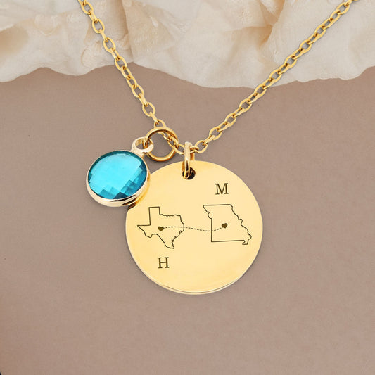 I Wish We Lived Closer - Personalized Custom Birthstone Necklace