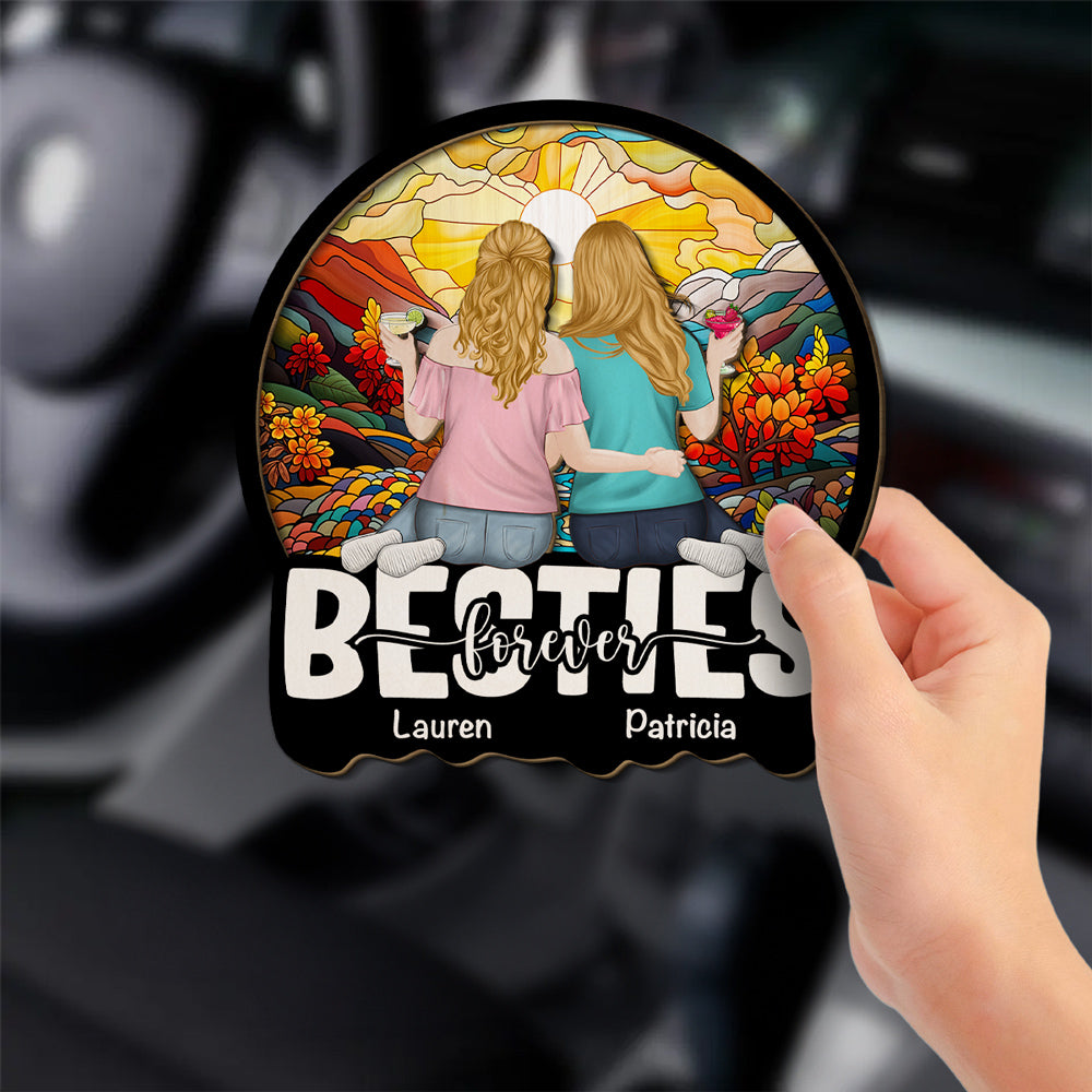 Besties Sitting Together - Personalized Custom Car Visor Clip