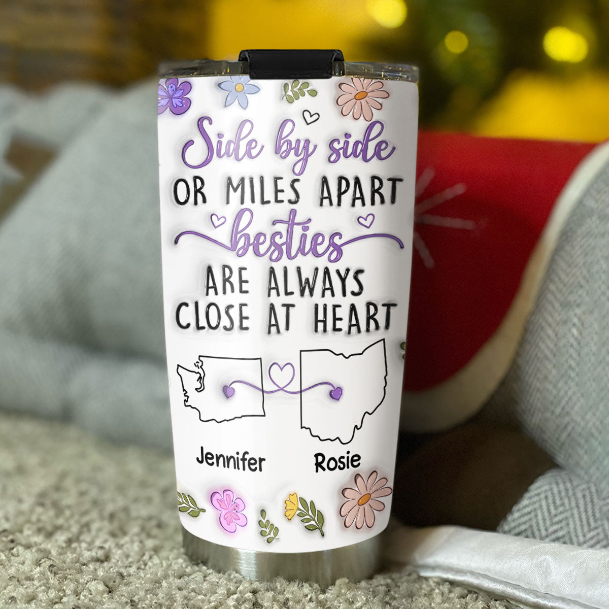 Besties Are Always Close At Heart - Personalized Custom 3D Inflated Effect Tumbler
