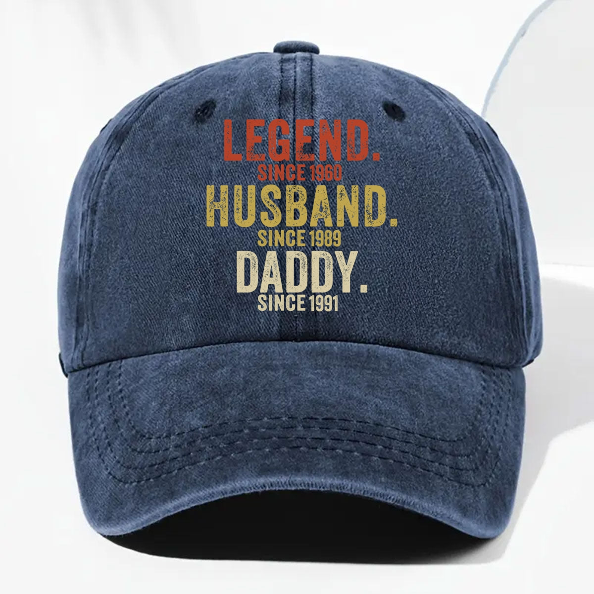 Legend Husband Dad Papa - Personalized Custom Vintage Washed Denim Cap
