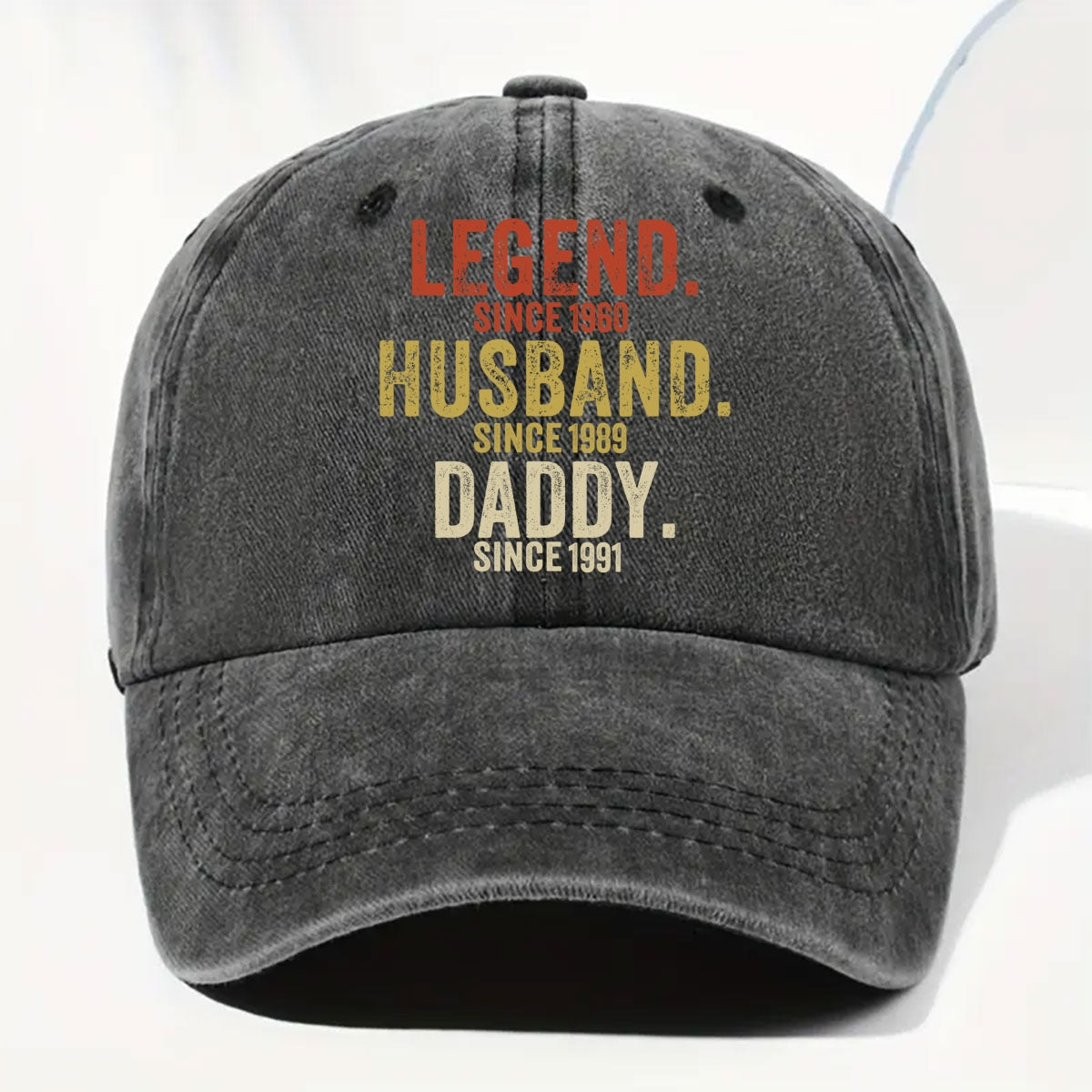Legend Husband Dad Papa - Personalized Custom Vintage Washed Denim Cap