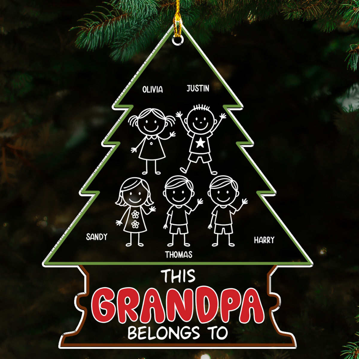 Grandpa Belongs To - Personalized Custom Acrylic Ornament
