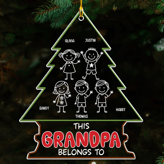 Grandpa Belongs To - Personalized Custom Acrylic Ornament