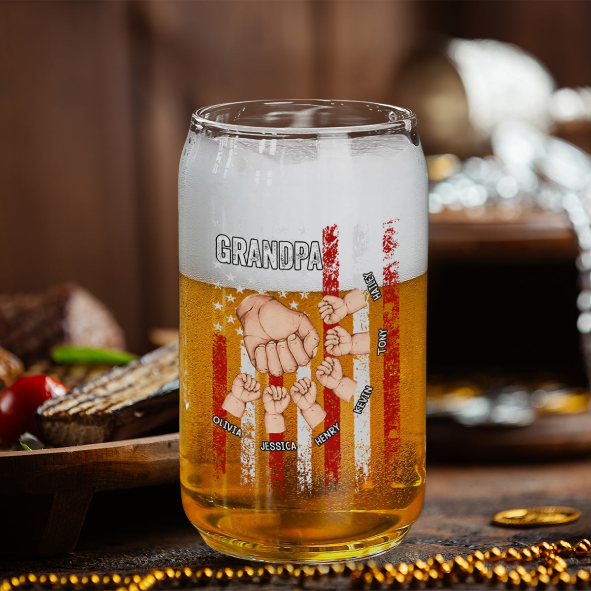 Best Dad Ever Version 2 - Personalized Custom Beer Can Glass