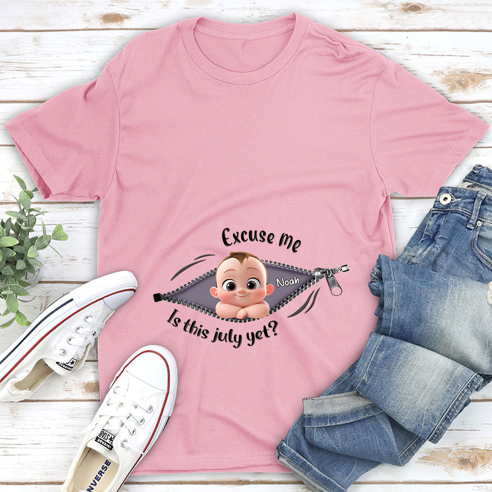 Expecting Parents Excuse Me Is It Yet - Personalized Custom Shirt