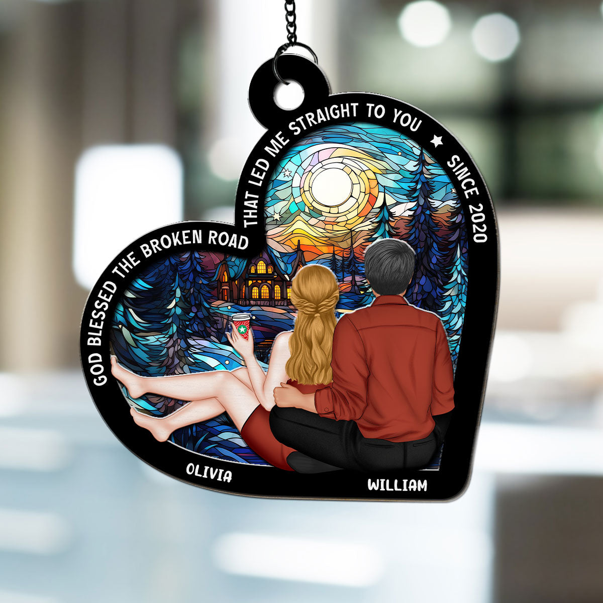 God Blessed The Broken Road - Personalized Custom Suncatcher