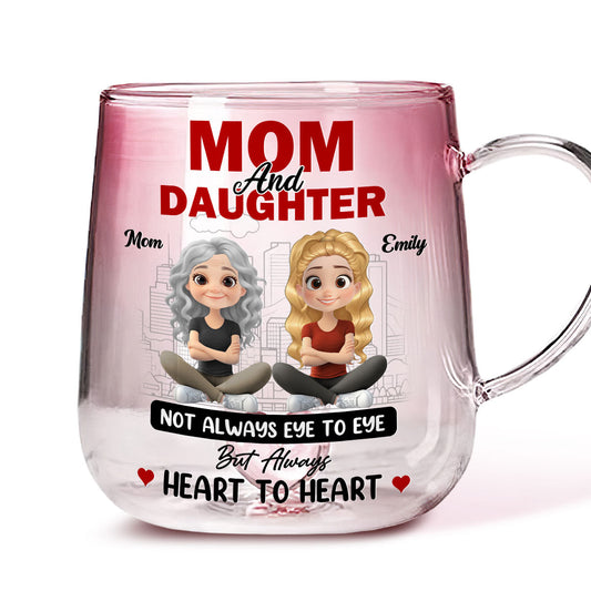 The Bond Of Love Between Mother And Daughter - Personalized Custom Pink Gradient Glass Mug