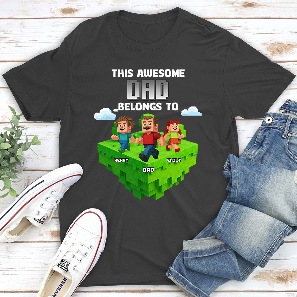 Block World Dad And Kids - Personalized Custom Shirt