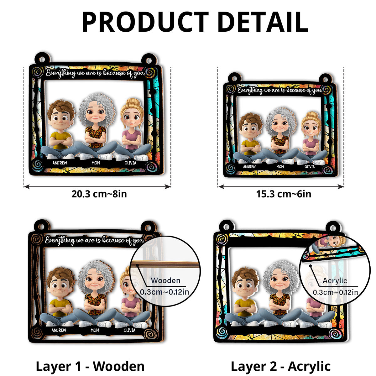 Everything I Am Is Because Of You Mom - Personalized Custom Suncatcher