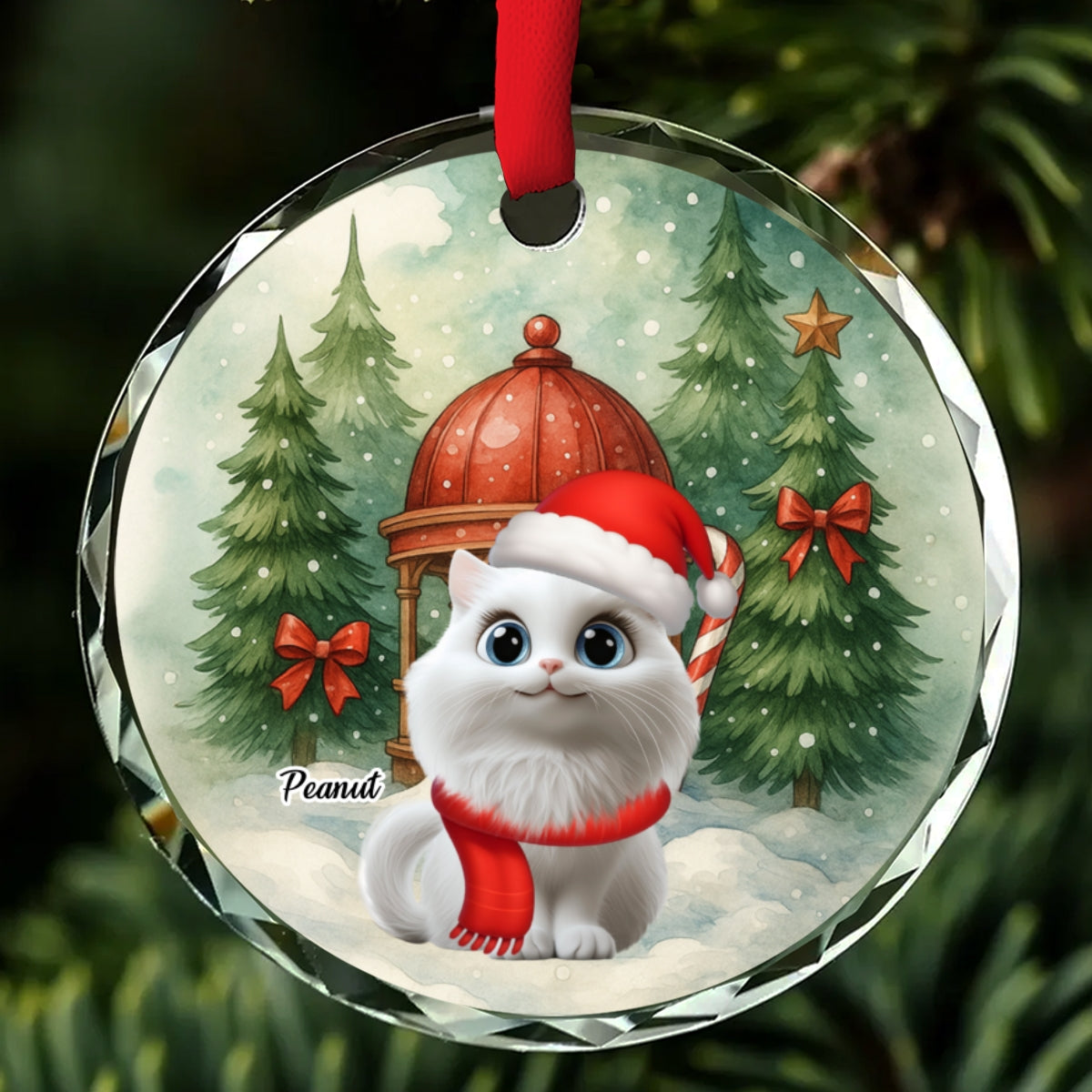 Falling In Me Cat Ver - Personalized Custom Glass Ornament