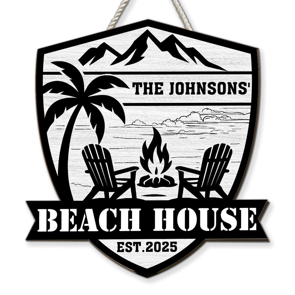 At The Beach House - Personalized Custom Wood Sign
