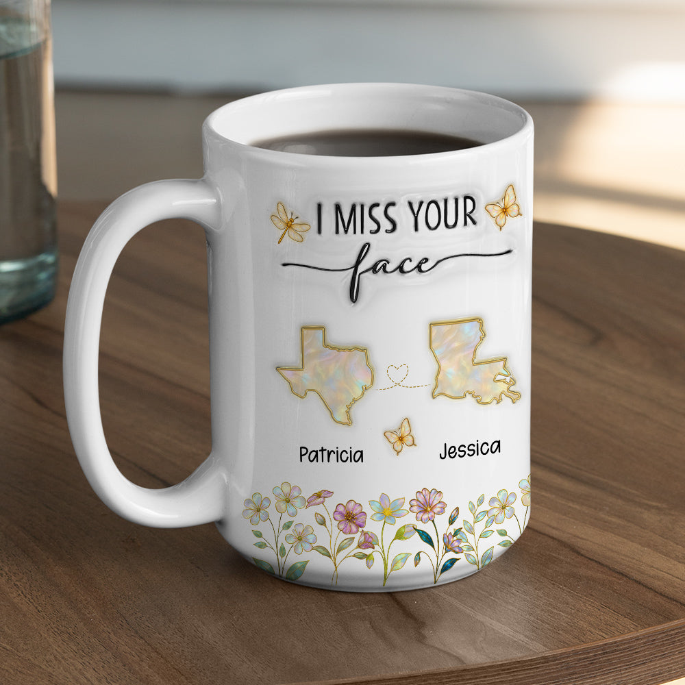 I Miss Your Face Mother Of Pearl - Personalized Custom 3D Inflated Effect Coffee Mug
