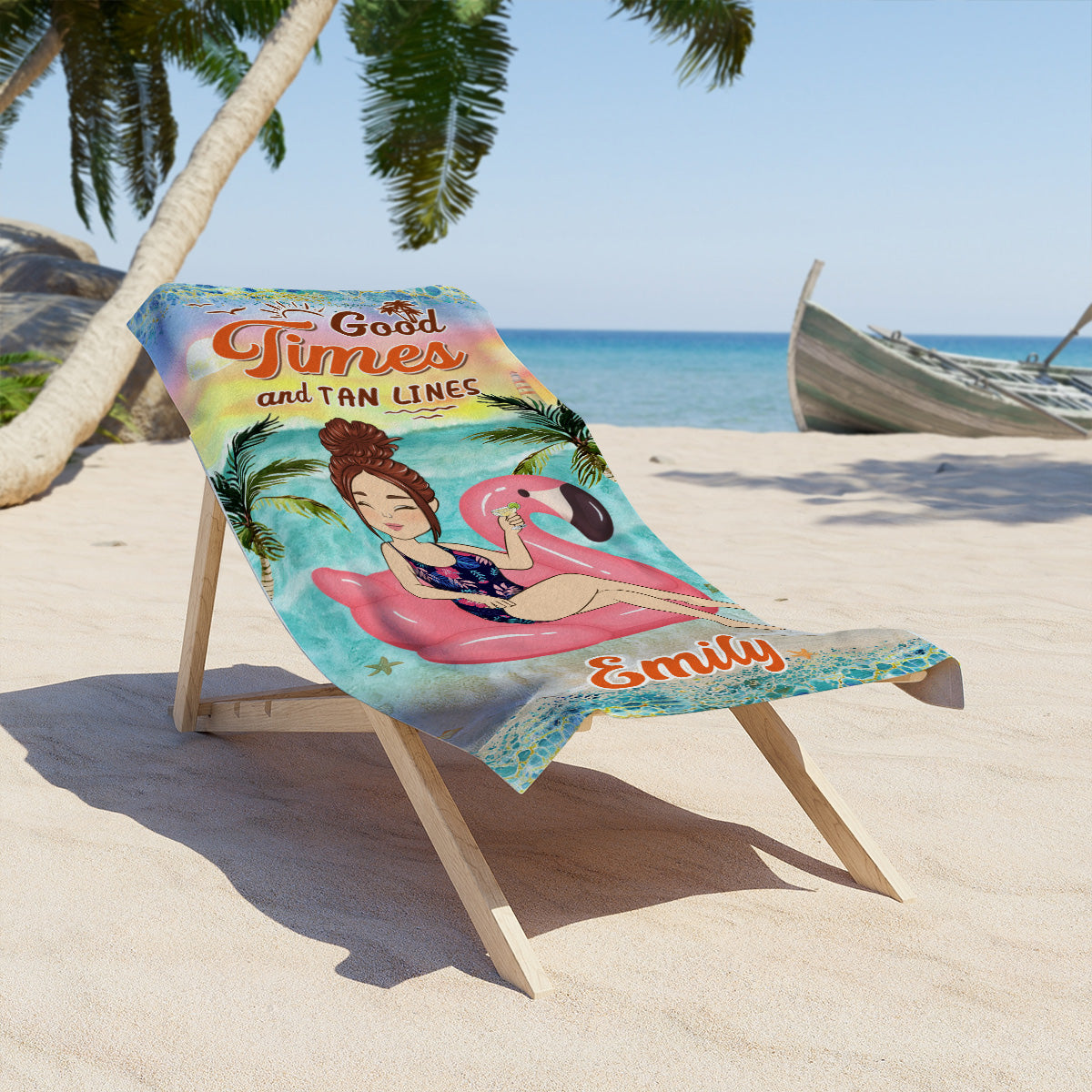 Good Times And Tan Lines - Personalized Custom Beach Towel