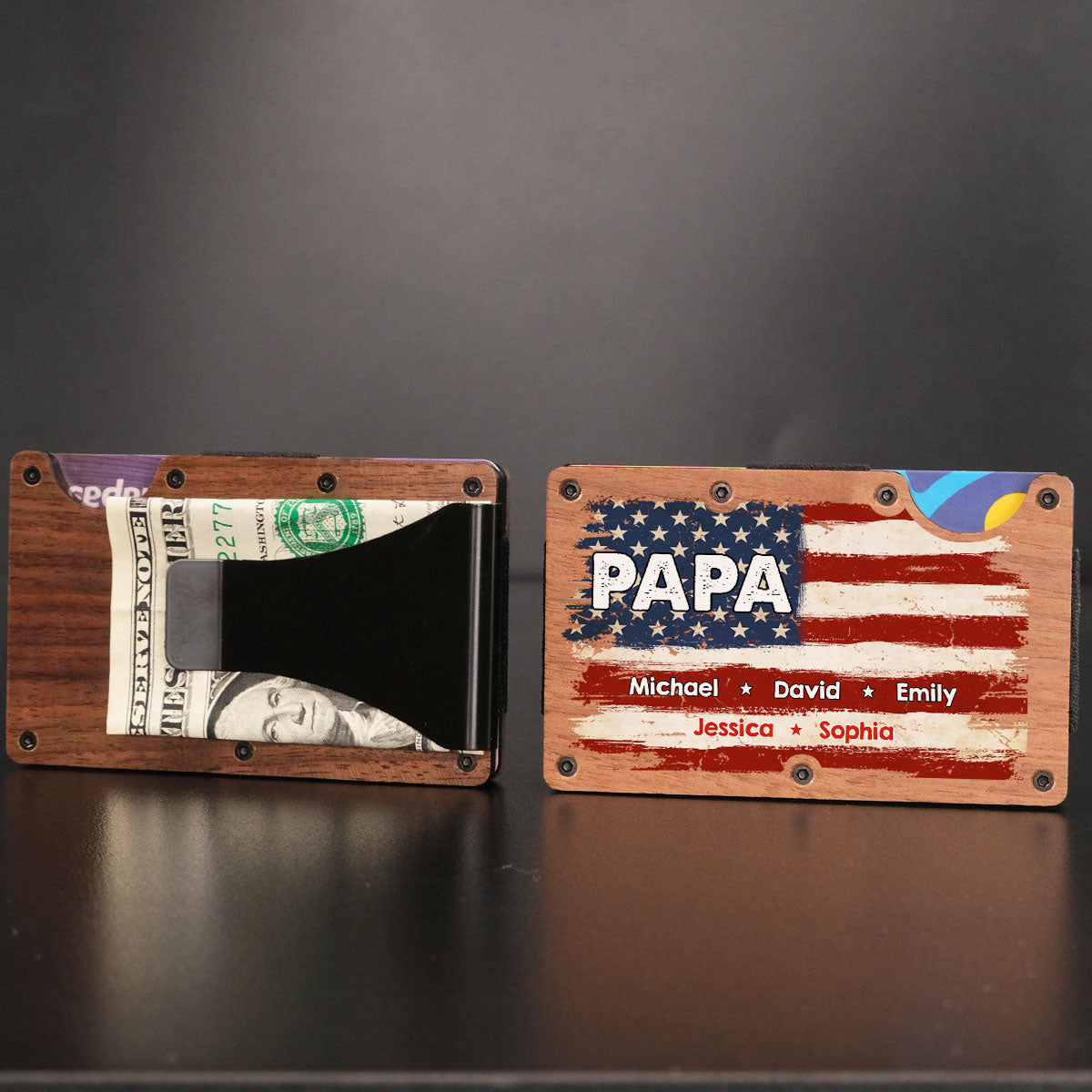 Proud To Be American - Personalized Custom Wooden Card Holder
