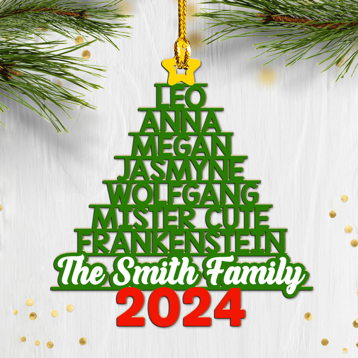 Family Name - Personalized Custom Wood Ornament