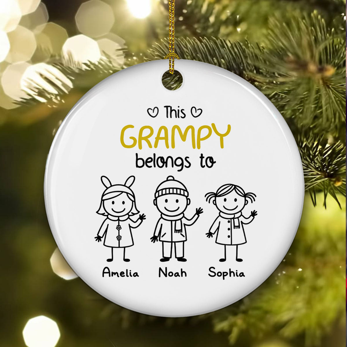 Proud To Be Their Holiday Grandpa - Personalized Custom Ceramic Ornament