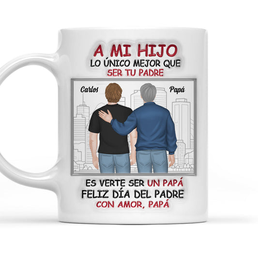 De Hijo A Gran Papá - Taza Personalizada con Efecto 3D Inflado