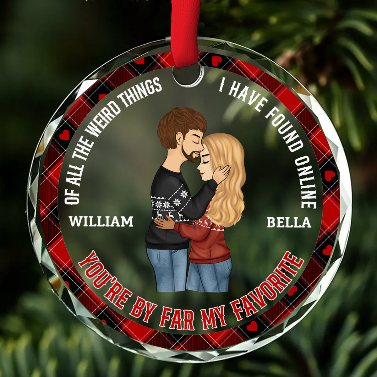 Couple You Are My Favorite By Far - Personalized Custom Glass Ornament