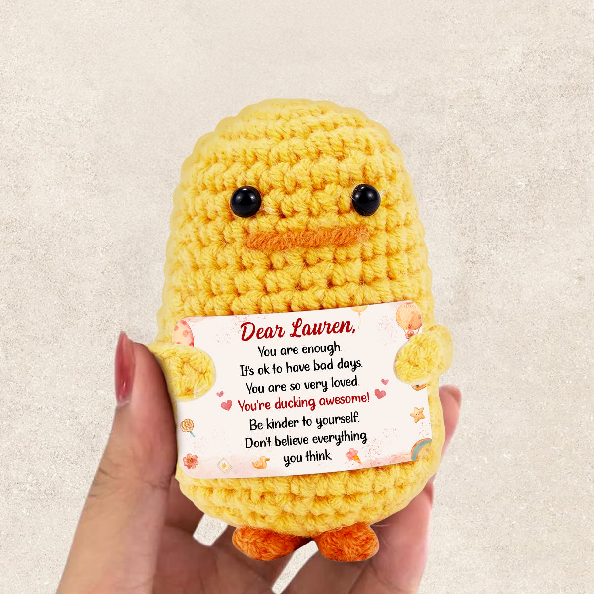 It Is Ok To Have Bad Days - Personalized Custom Duck Crocheted Plushie With Message