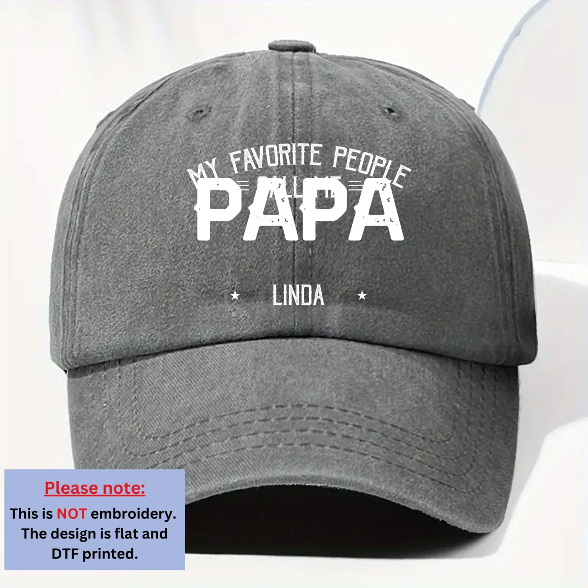 My Favorite People Call Me Daddy - Personalized Custom Vintage Washed Denim Cap