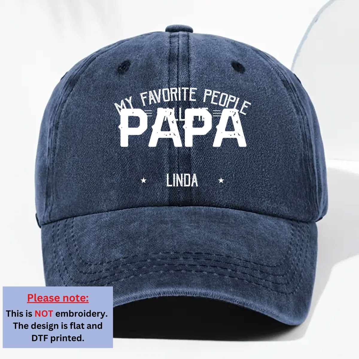 My Favorite People Call Me Daddy - Personalized Custom Vintage Washed Denim Cap