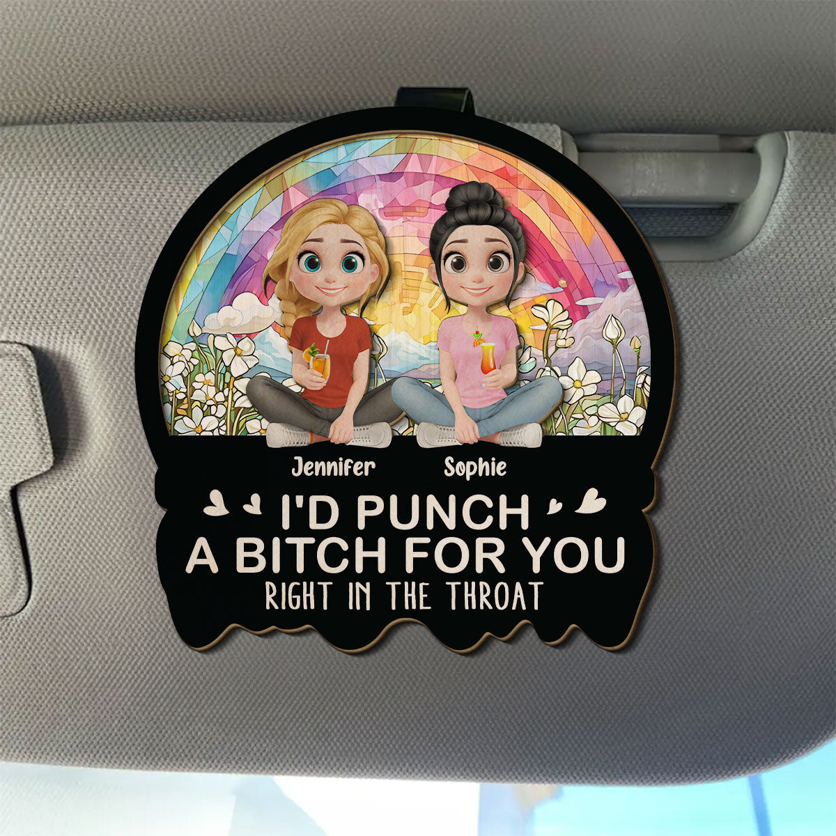 Right In The Throat For You Bestie Sister - Personalized Custom Car Visor