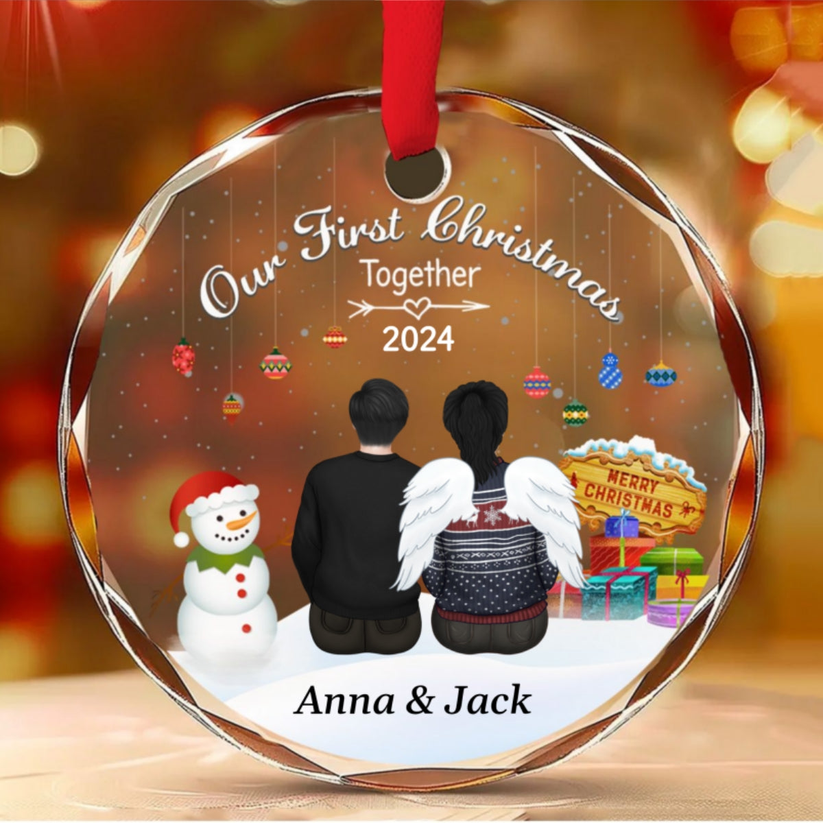 Our First Christmas Together Verson 2 - Personalized Custom Glass Ornament