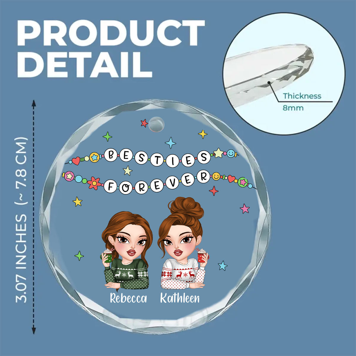 Friendship Bracelet - Personalized Custom Glass Ornament