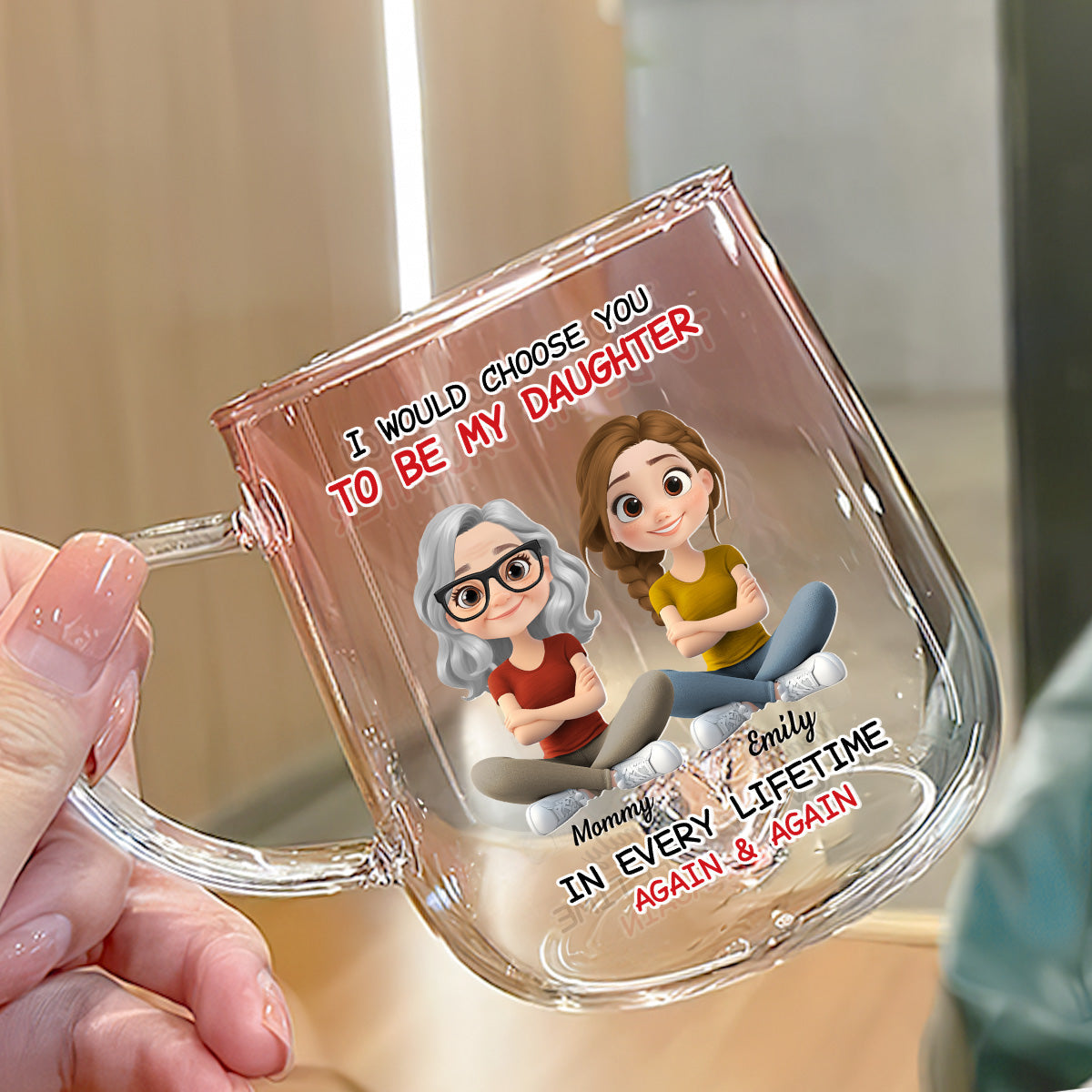 Always Choose You - Personalized Custom Pink Gradient Glass Mug