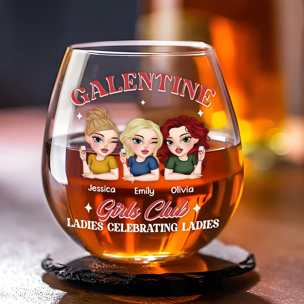 Galentine Girls Club - Personalized Custom Wine Glass