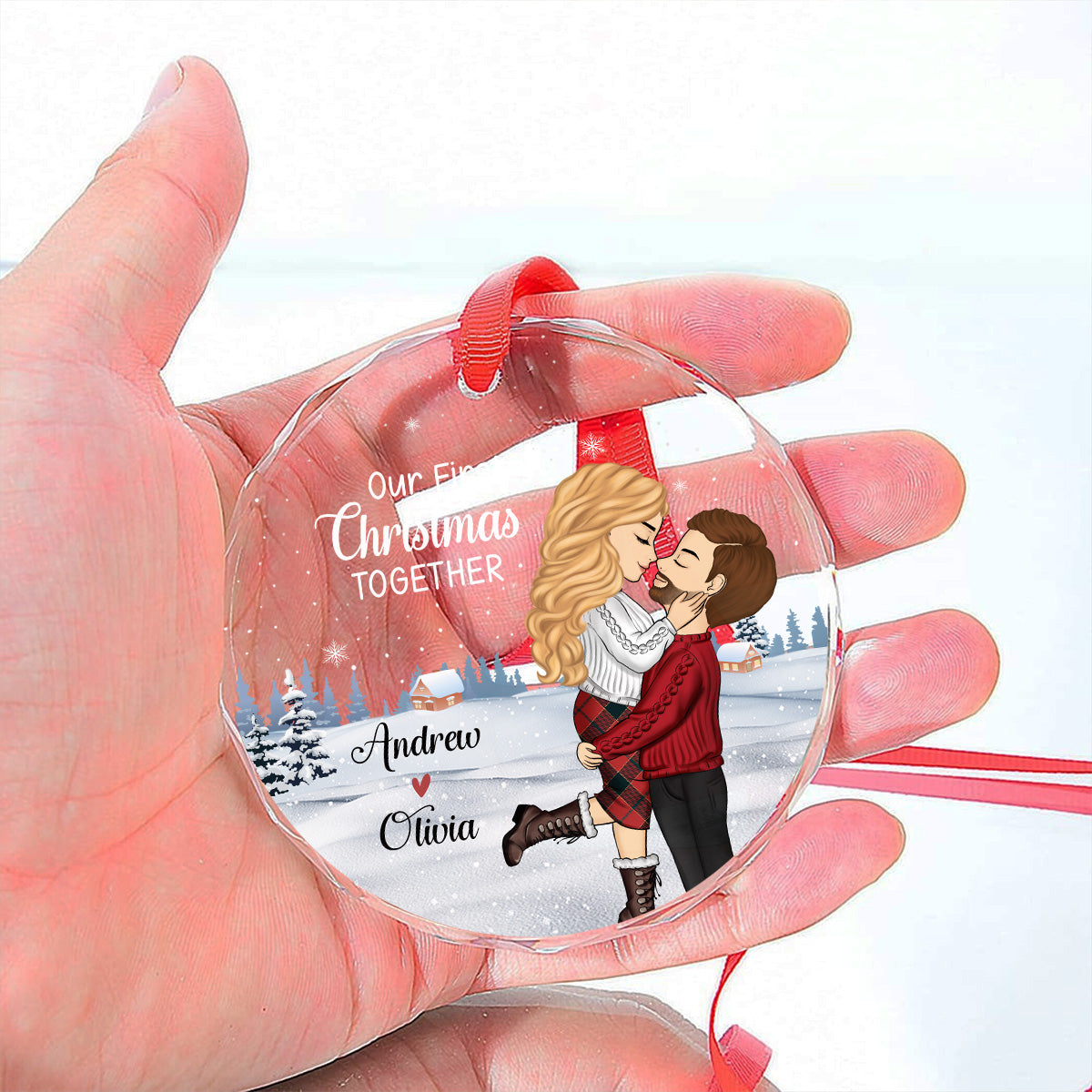 Our First Christmas 2024 - Personalized Custom Glass Ornament