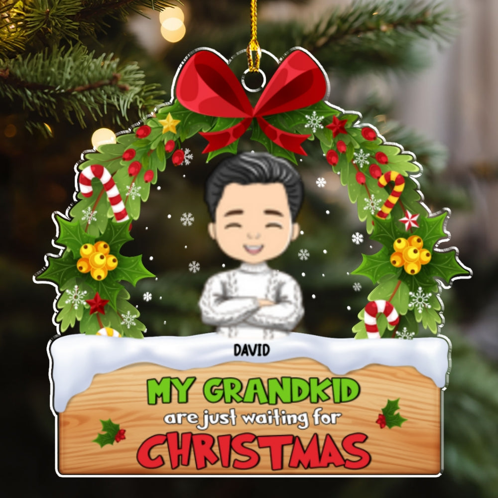 Our Grandkids Are Waiting For Christmas - Personalized Custom Acrylic Ornament