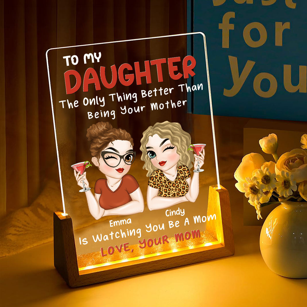 Lovely Daughter - Personalized Custom Plaque With Walnut Base