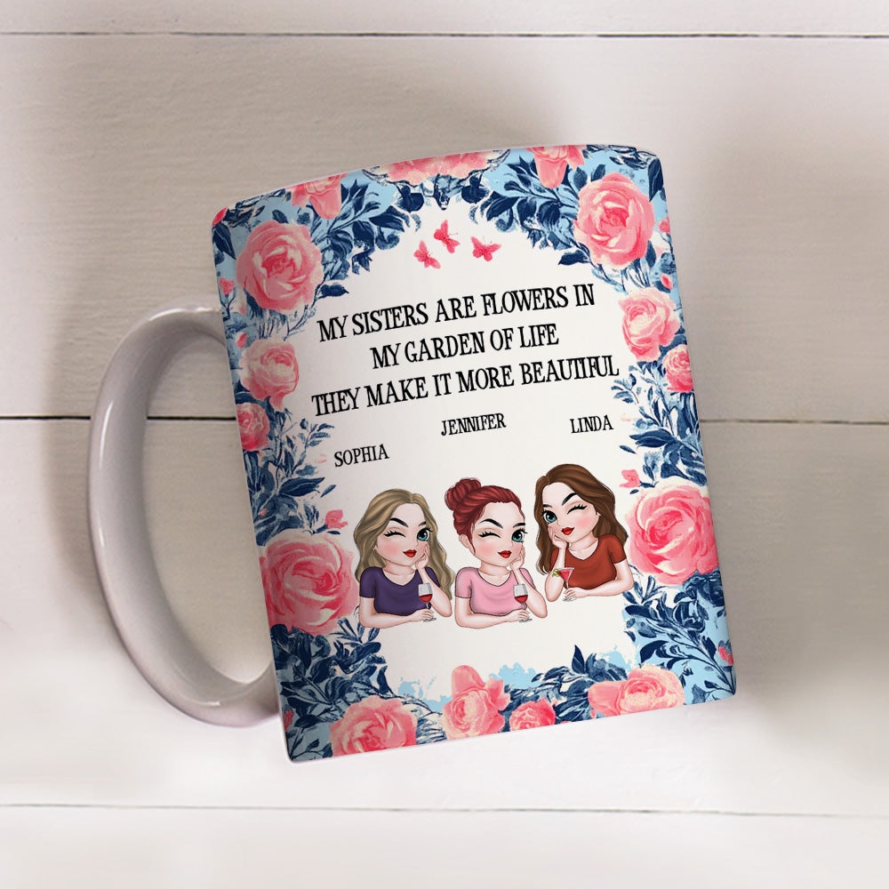 Sisters Bloom Beautifully - Personalized Custom Coffee Mug