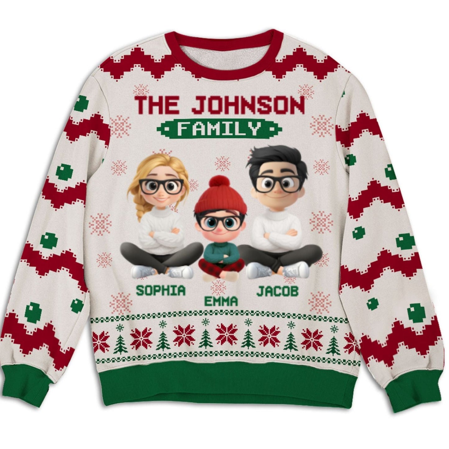 Christmas Tree Cake Family Together - Personalized Custom All-Over-Print Sweatshirt