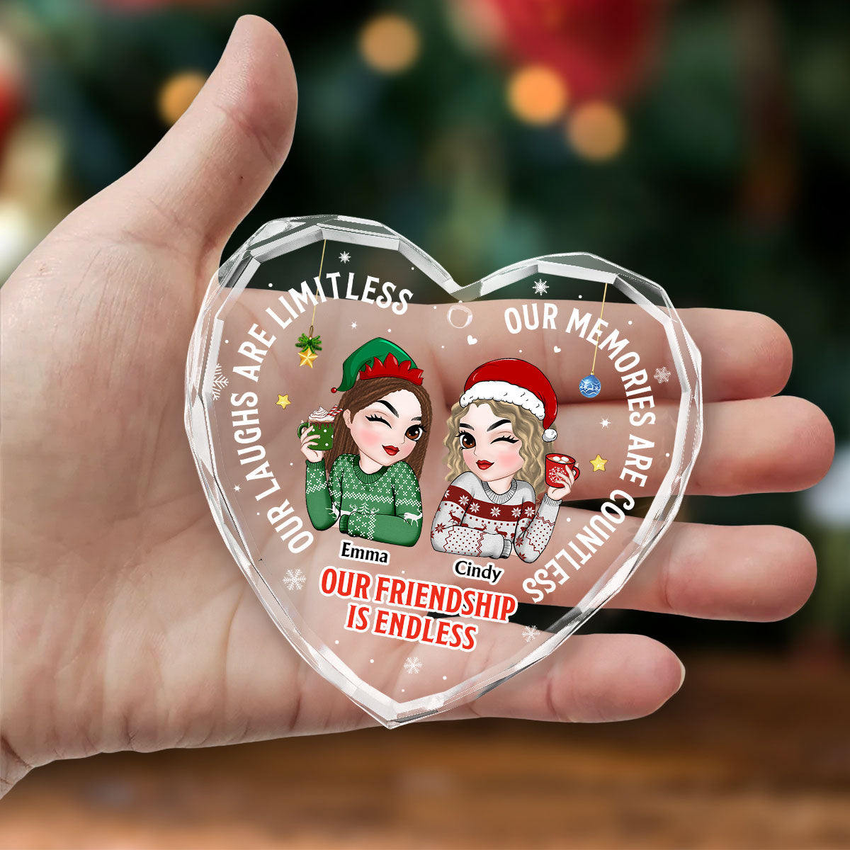 Besties Forever - Personalized Custom Glass Ornament