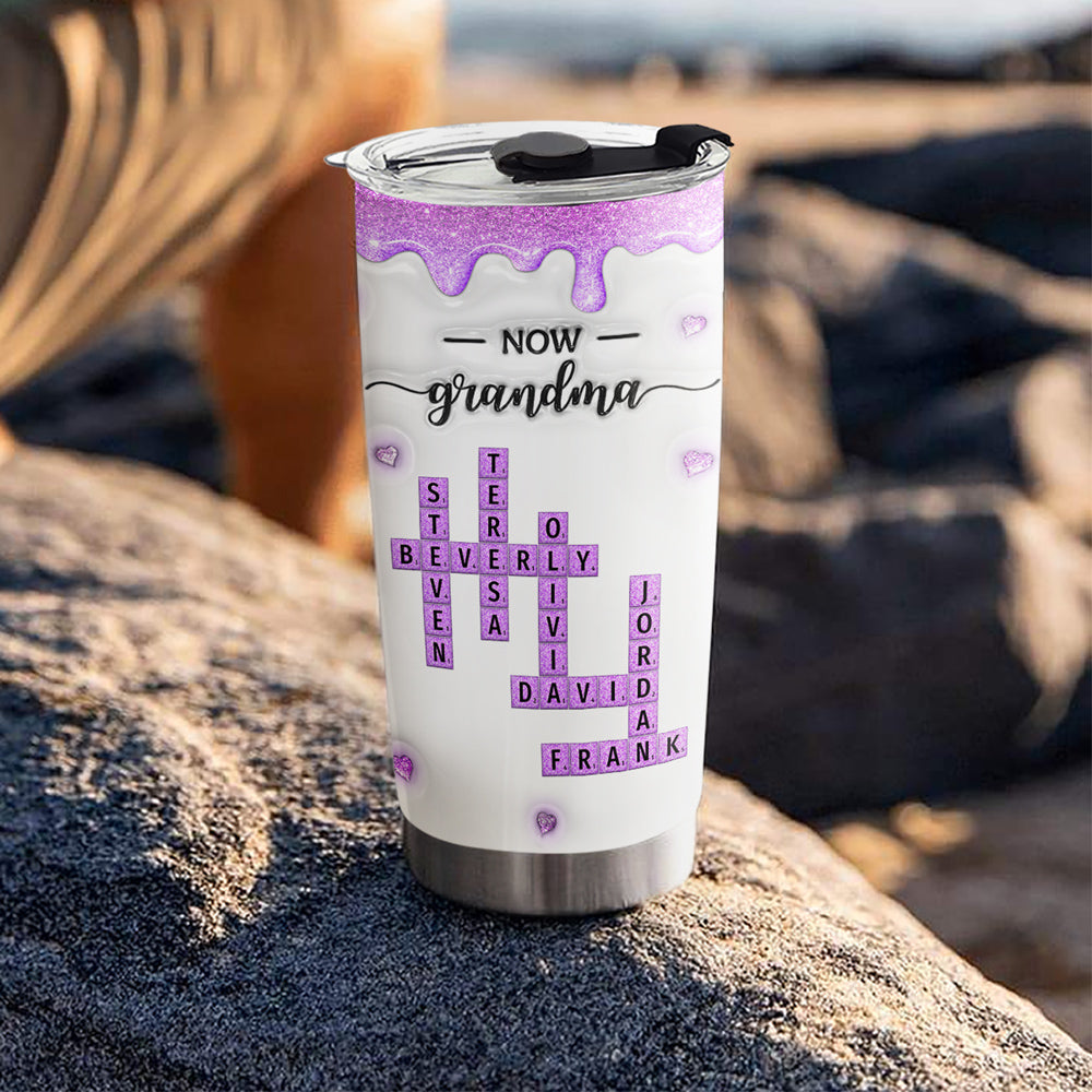 First Mom Now Grandma Crossword - Personalized Custom 3D Inflated Effect Tumbler