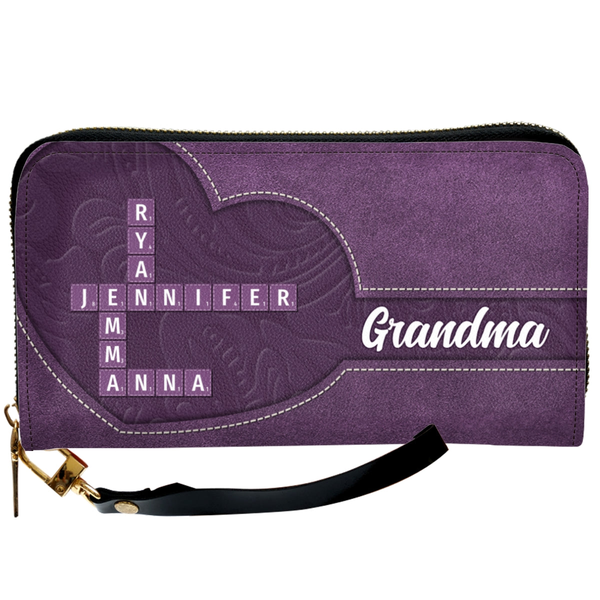 Love My Grandkids Crossword - Personalized Custom Leather Wallet
