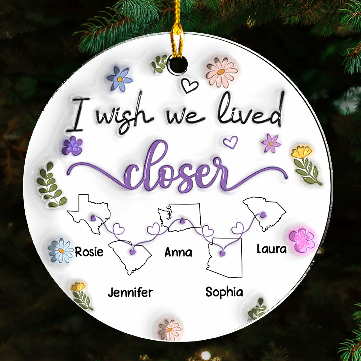 I Wish We Lived Closer - Personalized Custom 3D Inflated Effect Acrylic Ornament
