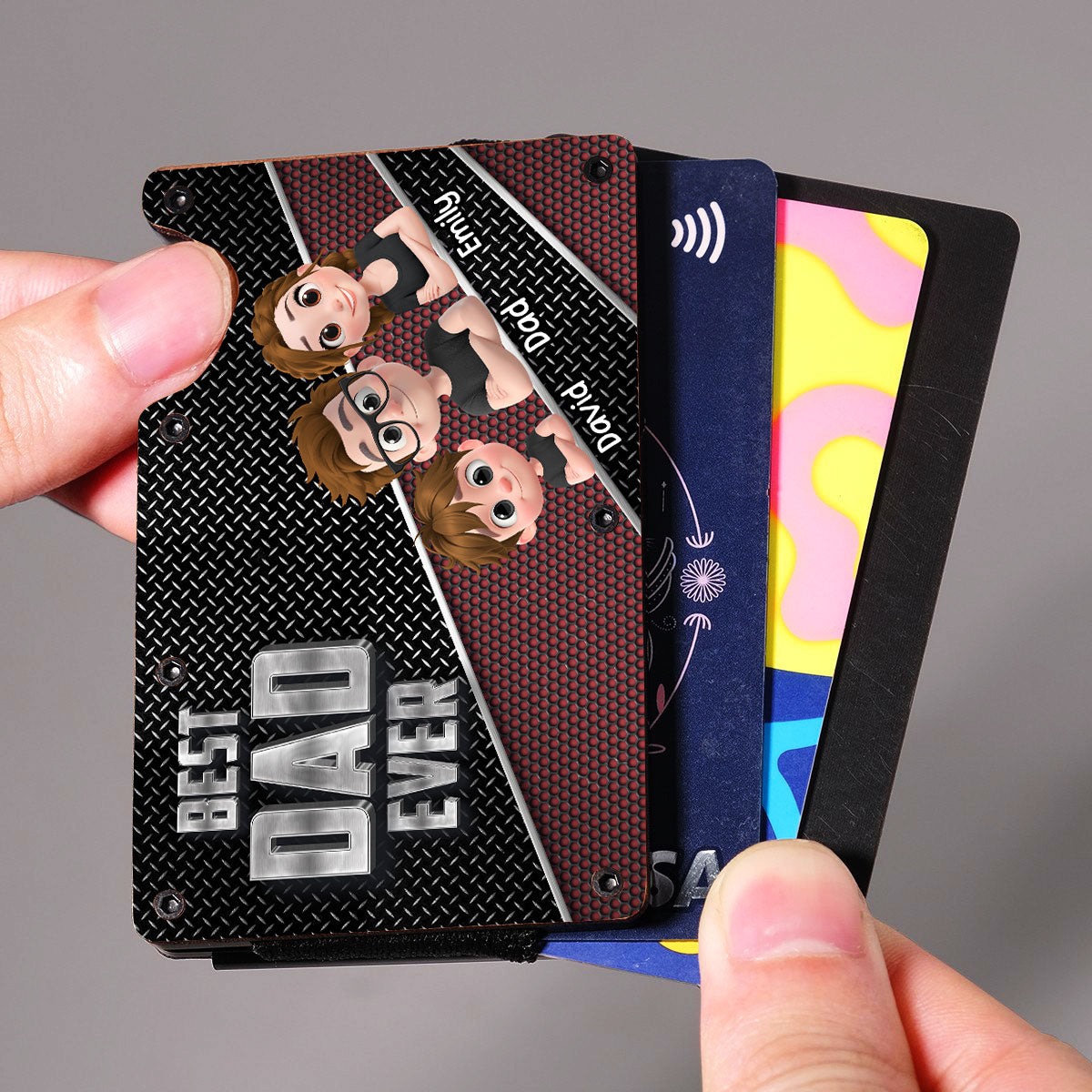 Best Daddy Ever - Personalized Custom Wooden Card Holder