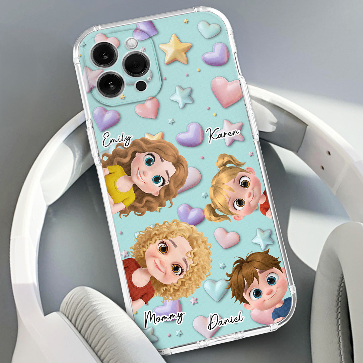 Cute Mommy And Children - Personalized Custom 3D Effect Phone Case