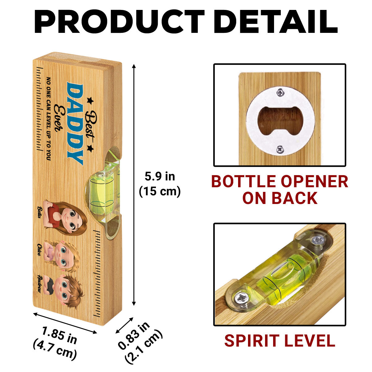 No One Level Up To You - Personalized Custom Wooden Spirit Level Bottle Opener