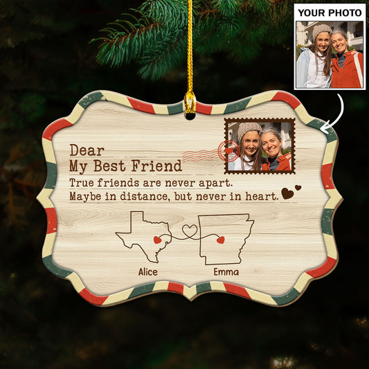 Distance Friendship - Personalized Custom Wood Ornament